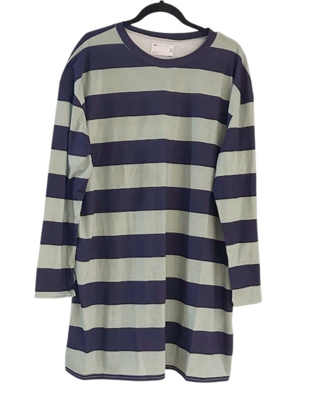 ASOS DESIGN Mini Shift Dress Sz 8 Navy Sage Green Striped Long Sleeve NWOT